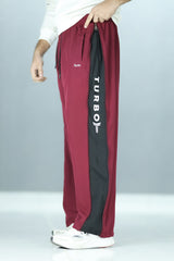 Turbo Side Panel Full Zipper Micro Baggy Trouser In Maroon