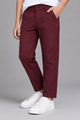 Turbo Regular Slim Fit Cotton Pant For Boys In Maroon