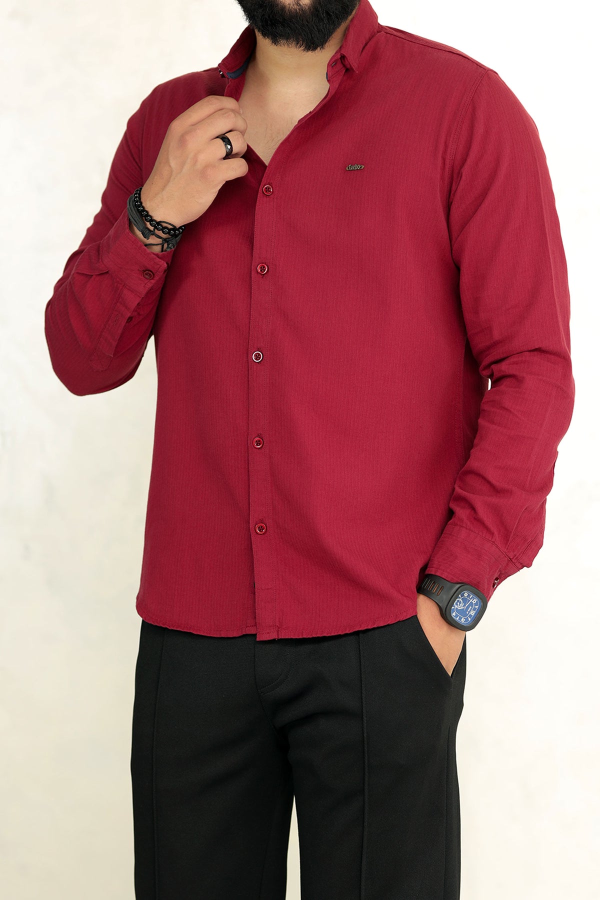Turbo Self Lining Long Sleeve Cotton Casual Shirt
