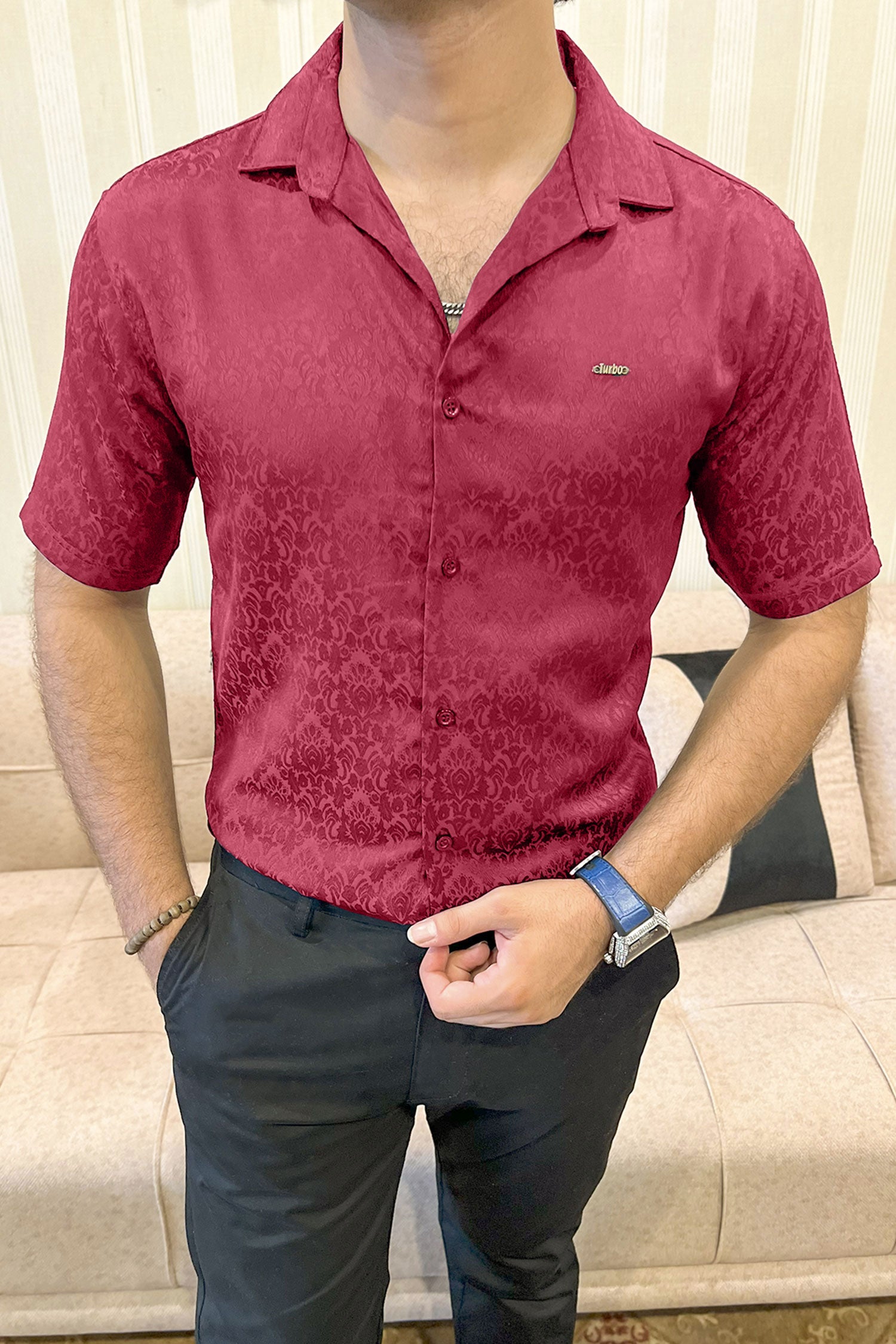 Turbo Designer Motif Floral Casual Shirt