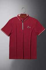 Turbo Polo Club Zipper Placket Men's Polo Shirt In Maroon