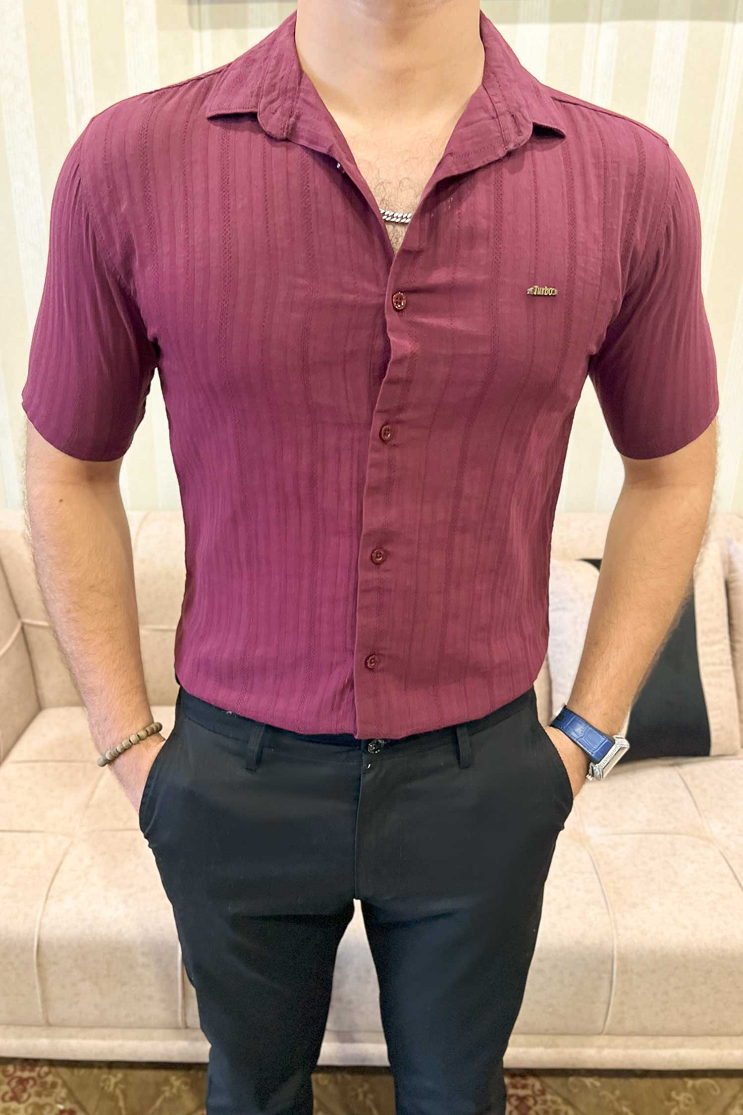 Turbo Minimalist Design Half Sleeve Casual Shirt