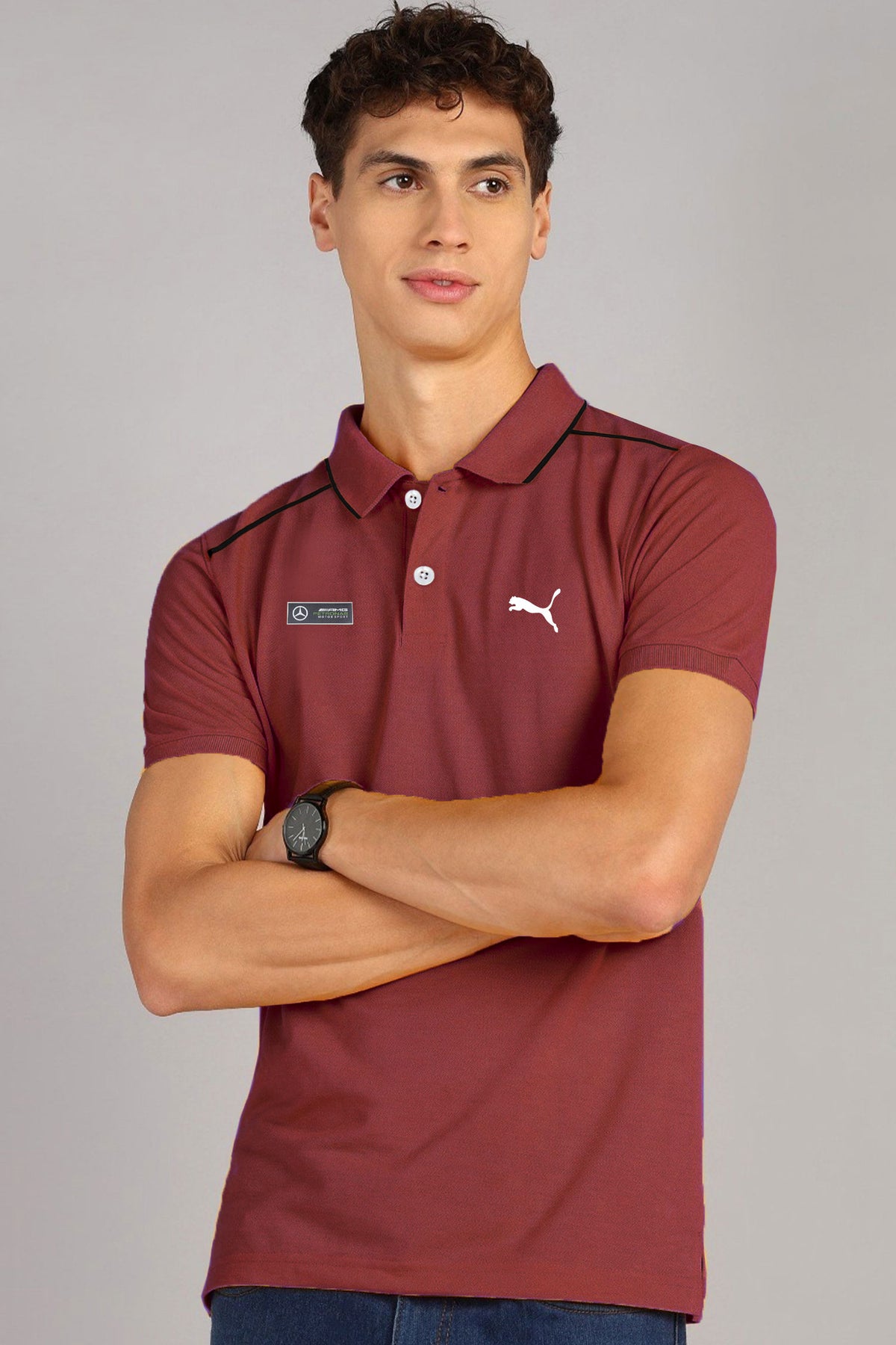 Pma AMG Benz Edition Premium Men's Polo Shirt In Plum