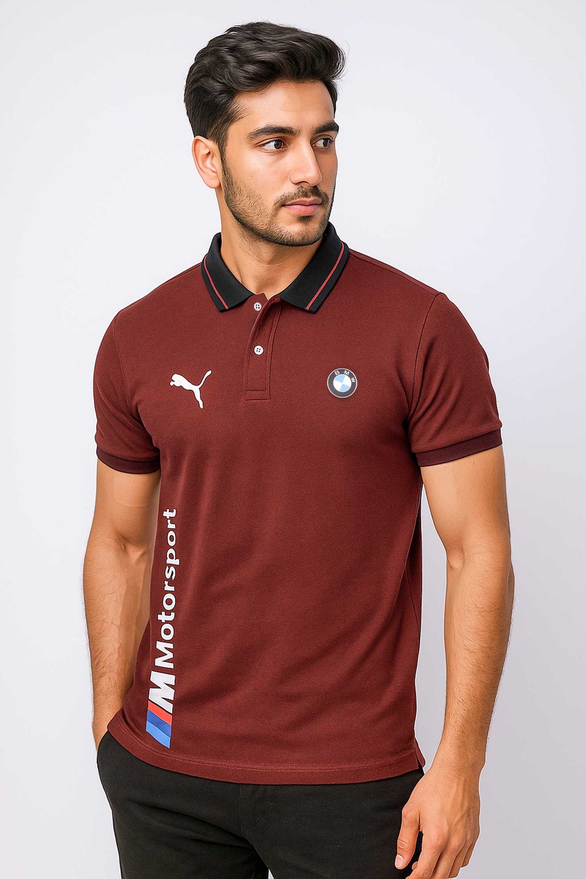 Pma BMW M Motorsports Edition Men's Polo Shirt In Plum