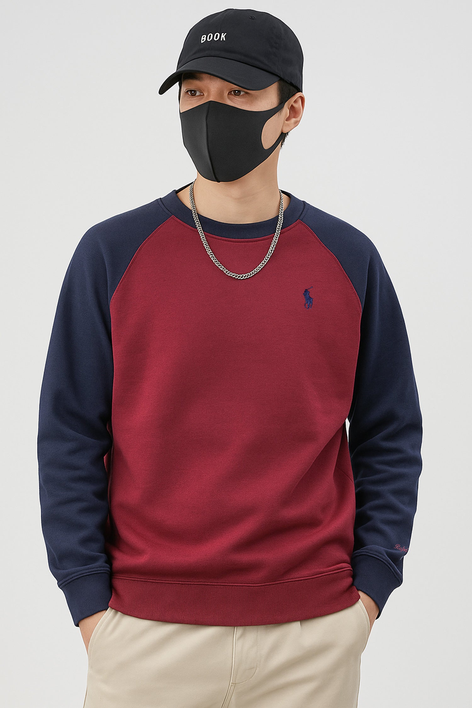 Rph Lren Raglan Pullover Mock Neck Imported Men's Sweatshirt