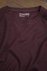 Turbo T Shoulder Style Round Neck Thermal Cotton Men's Sweatshirt In Maroon