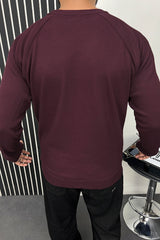 Turbo T Shoulder Style Round Neck Thermal Cotton Men's Sweatshirt In Maroon