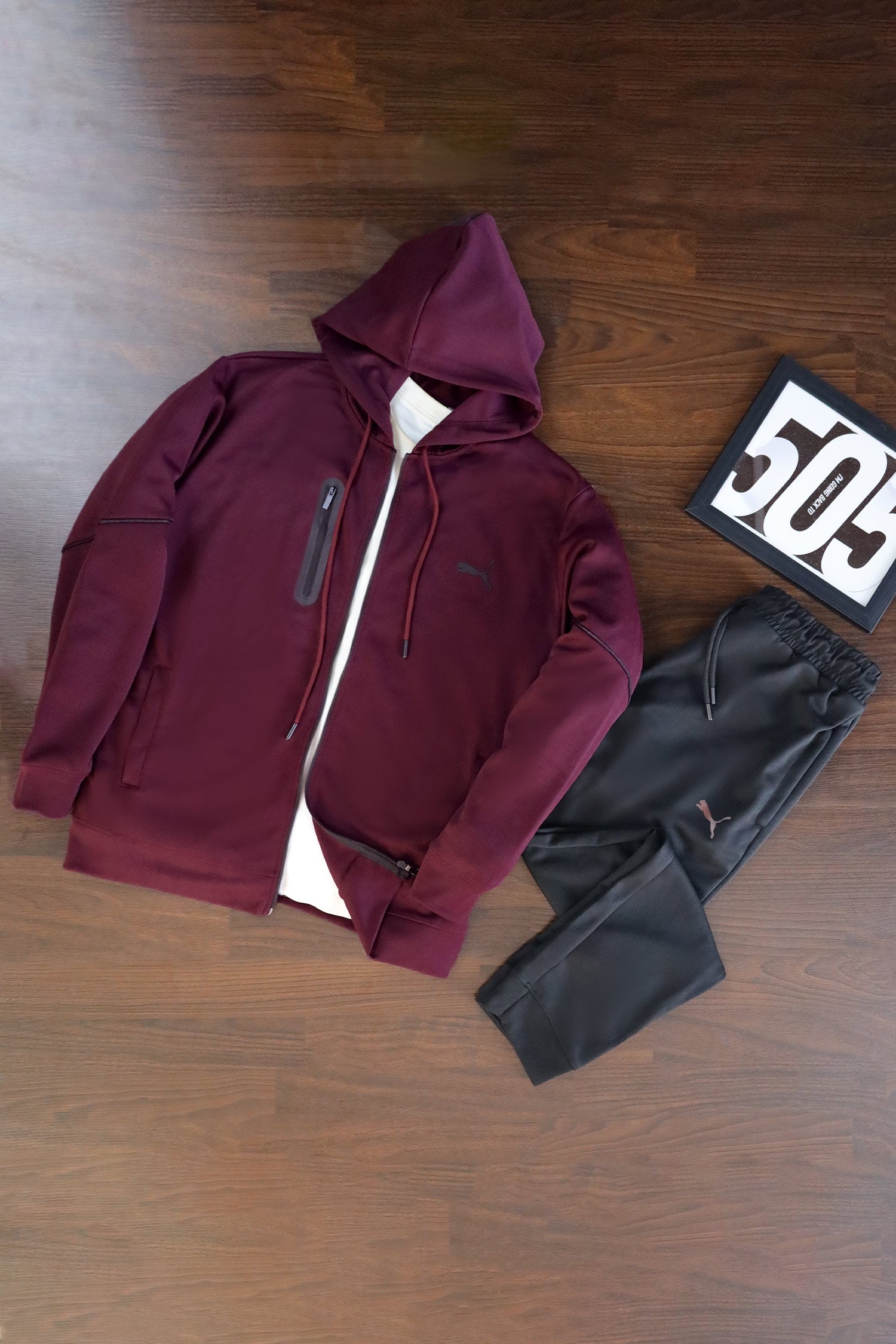 Pma Mens Vent Hooded Woven Zipper Tracksuit