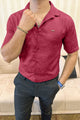 Turbo Designer Motif Floral Casual Shirt In Maroon