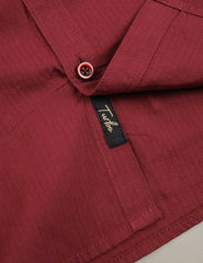 Turbo Self Lining Long Sleeve Cotton Casual Shirt In Maroon