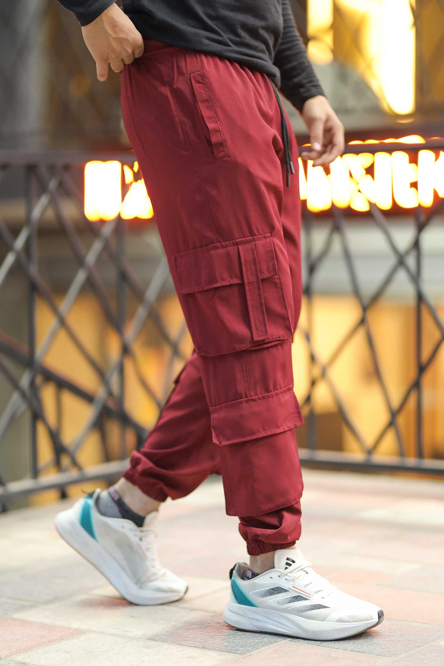 Turbo 8 Pockets Style Micro Slimfit Trouser In Maroon