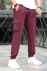 Adds Micro Stretch Slimfit Imported Sportswear Trouser In Plum