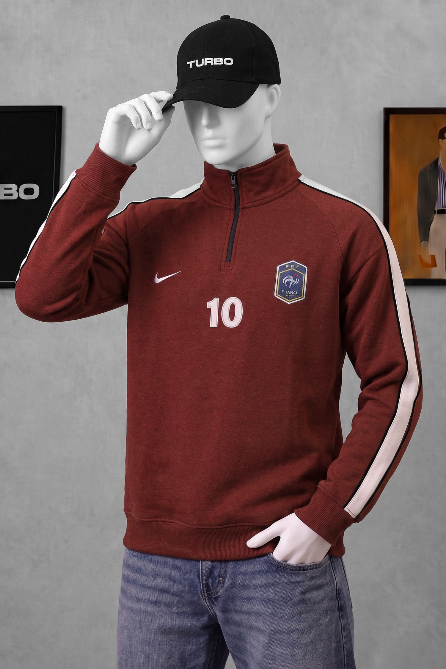 Nke Blokecore Aesthetic Quarter Zip Style Over Size Men's Sweatshirt In Maroon