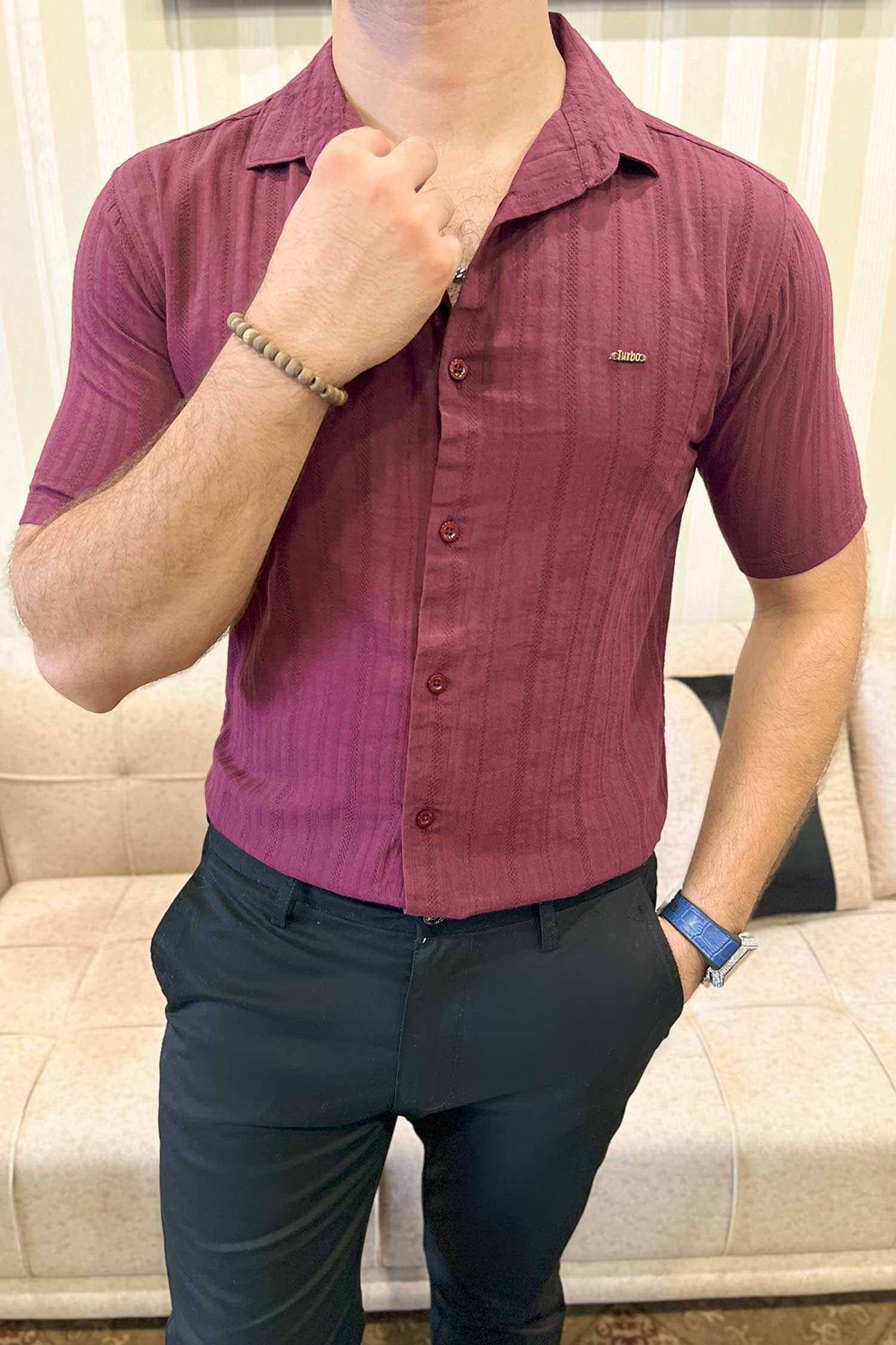 Turbo Minimalist Design Half Sleeve Casual Shirt