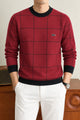 Lcste Windowpane Pattern Imported Men's Sweater In Maroon
