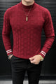 Turbo Self-Design Textured Imported Round Neck Men's Sweater In Maroon