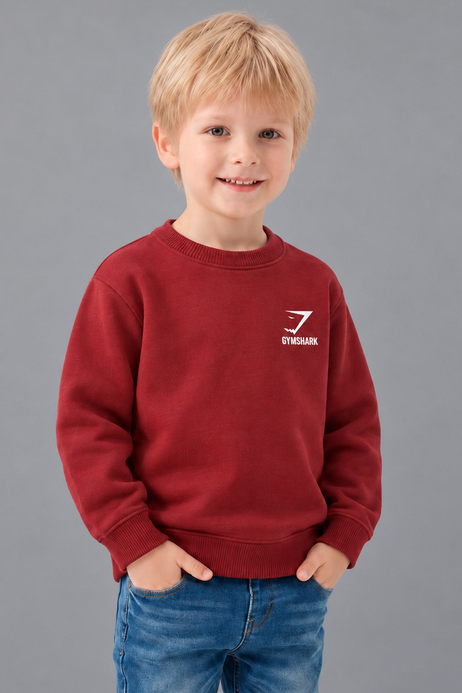 Gym Shrk Legacy Round Neck Kid's Sweatshirt In Maroon