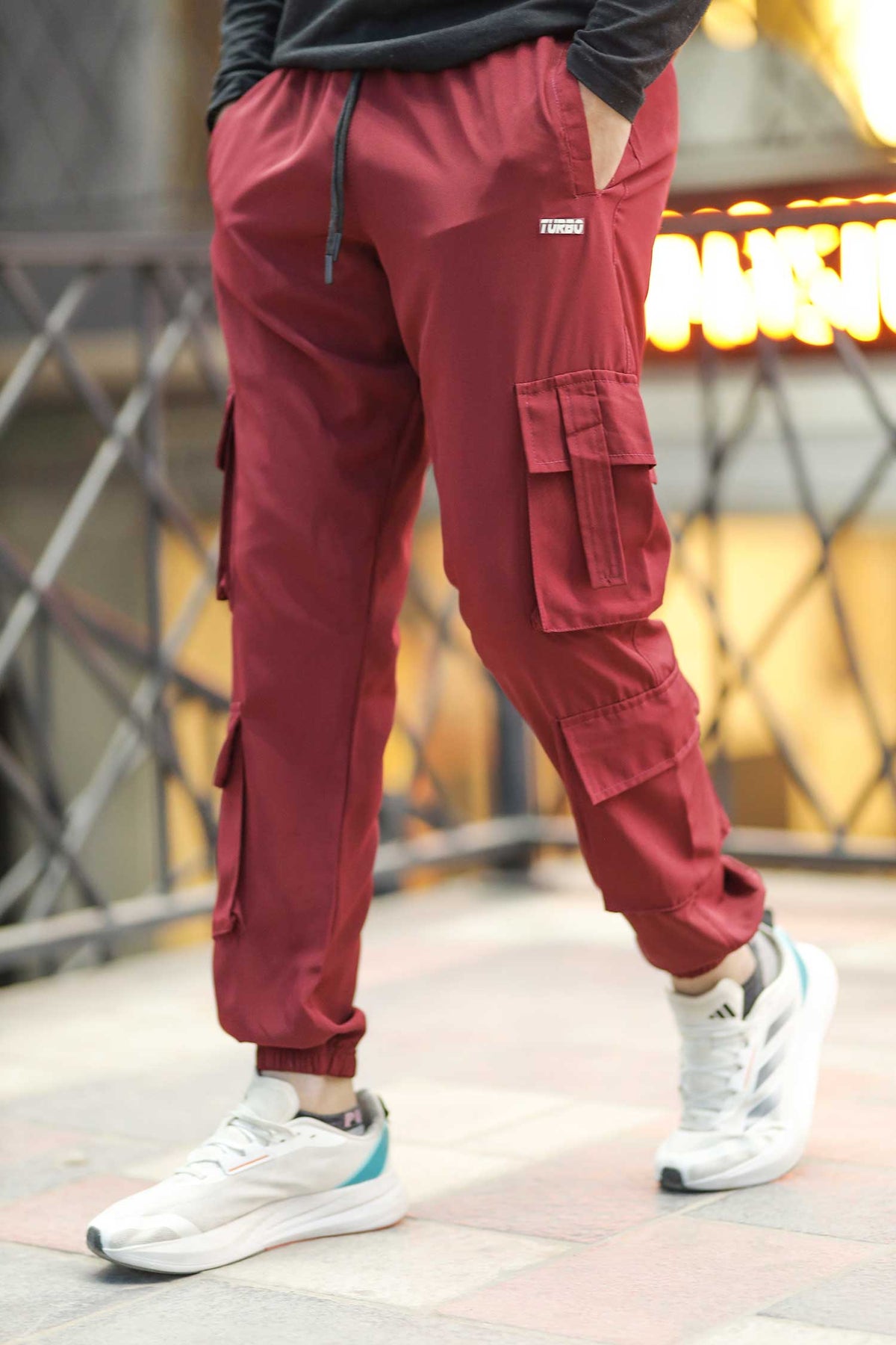 Turbo 8 Pockets Style Micro Slimfit Trouser In Maroon