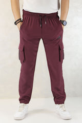 Adds Micro Stretch Slimfit Imported Sportswear Trouser In Plum