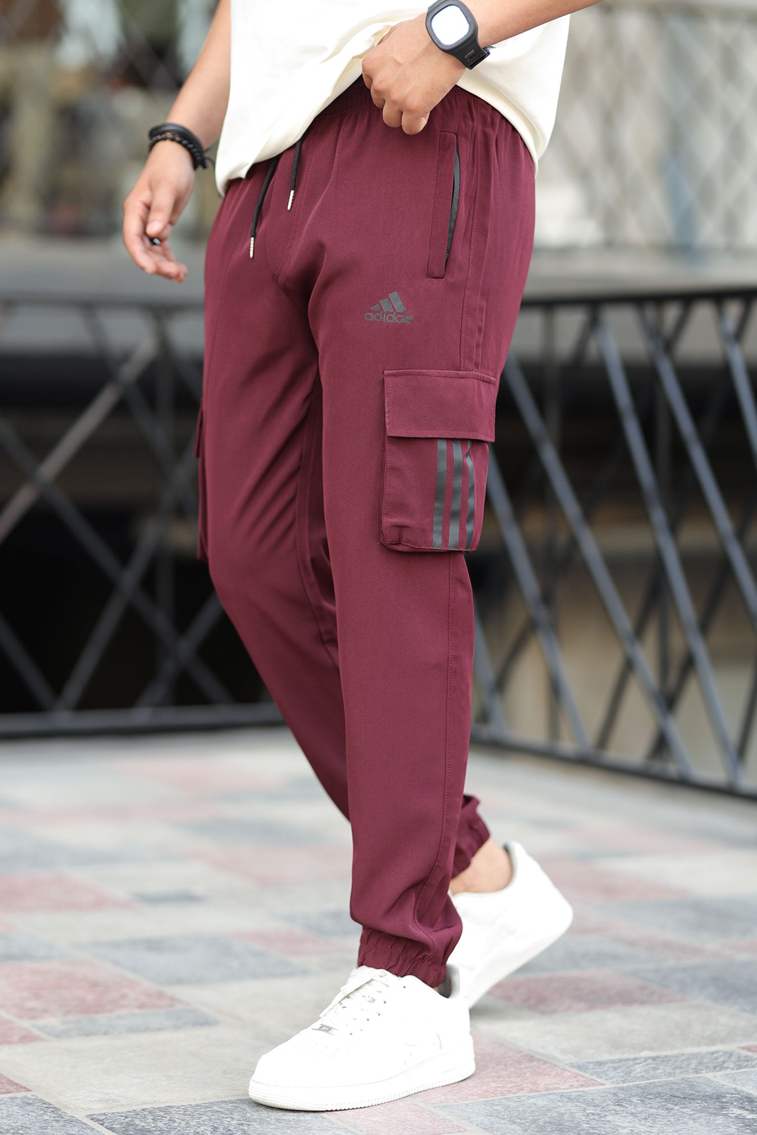 Adds Micro Stretch Slimfit Imported Sportswear Trouser In Plum