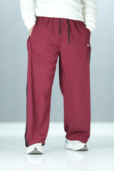 Turbo Side Panel Full Zipper Micro Baggy Trouser In Maroon