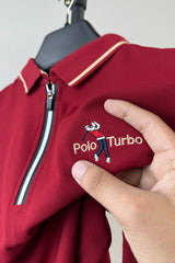 Turbo Polo Club Zipper Placket Men's Polo Shirt In Maroon