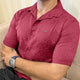 Turbo Designer Motif Floral Casual Shirt In Maroon