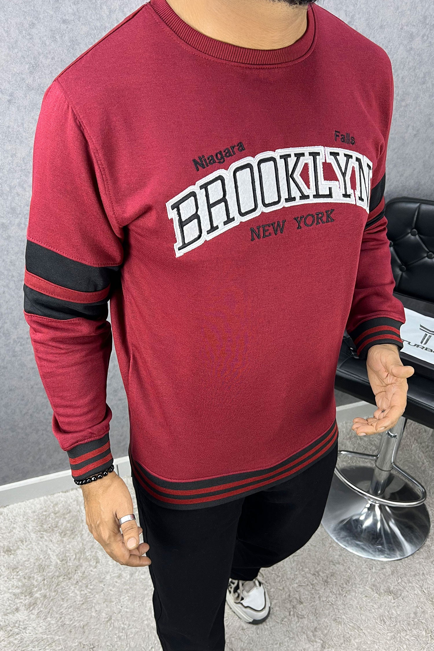 Broklyn NYC Letter Graphic Full Sleeves Men's Sweatshirt