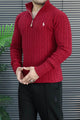 Polo Cable Knit Texture Quarter-Zip Imported Men's Jumper Sweater