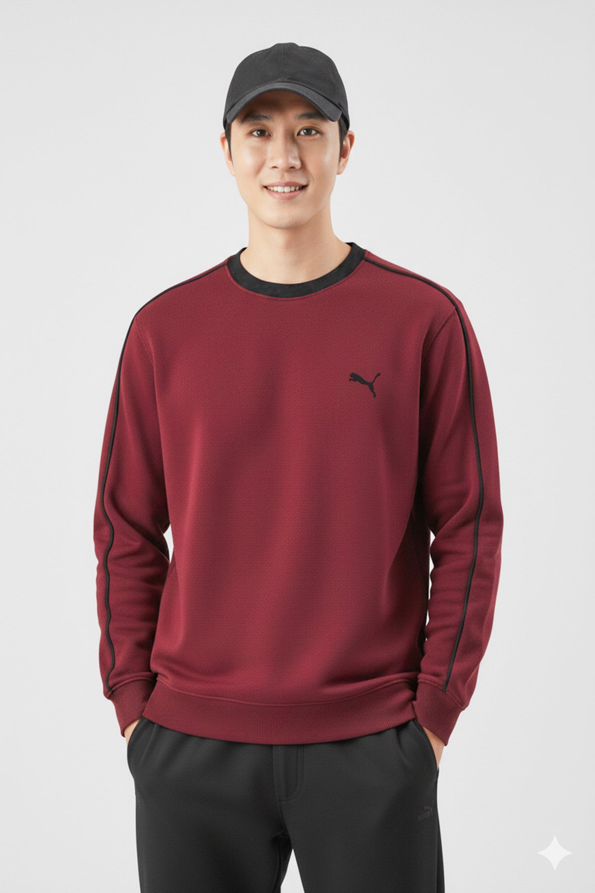 Pma Nocturne Stripe Round Neck Imported Men's Sweatshirt