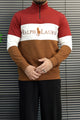 Plo Rph Lren Heritage Mock-Neck Zip Style Men's Sweatshirt In Maroon