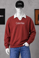 Caln Klen Aesthetic Quarter Collar-Style Men's Sweatshirt In Maroon