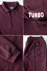 Turbo Half Zip Style Men Zipper Tracksuit In Maroon