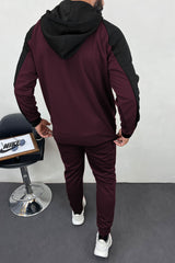 Nke Relaxed Feel Contrast Tone Fine Interlock Men Zipper Tracksuit In Maroon