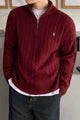 Polo Pony Half-Zip Cable Knit Texture Imported Men's Jumper Sweater