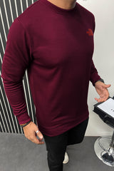 The Nrth Fce Holiday Crew Neck Full Sleeves Men's Sweatshirt In Maroon