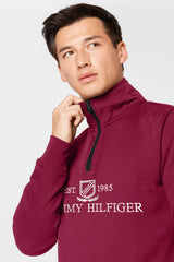 Tmy Hlfgr Embriodered Half Zip Full Sleeves Men's Sweatshirt