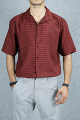 Turbo Snitch Striped Casual Shirt In Maroon