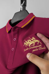 Turbo Premium Polo Club Triple-Pony Men's Polo Shirt In Maroon