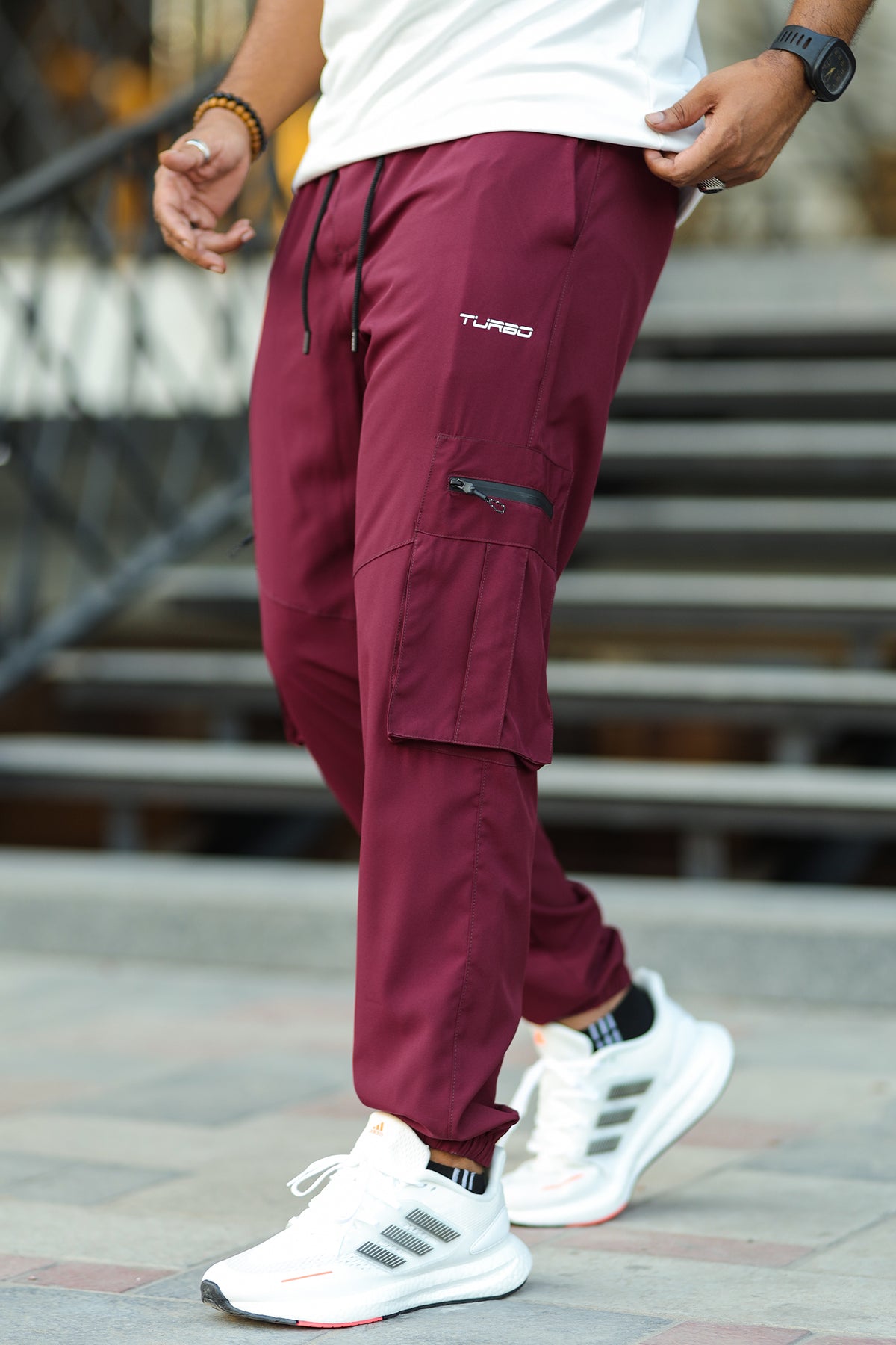 Turbo 6 Pockets Dryfit Cargo Trouser In Maroon