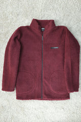 Turbo Zipper Style Sherpaa Fleece Light Weight Jacket In Maroon