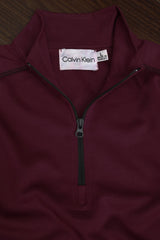 Clvn Klen Lined Chunky Half Zip Full Sleeves Men's Sweatshirt In Maroon