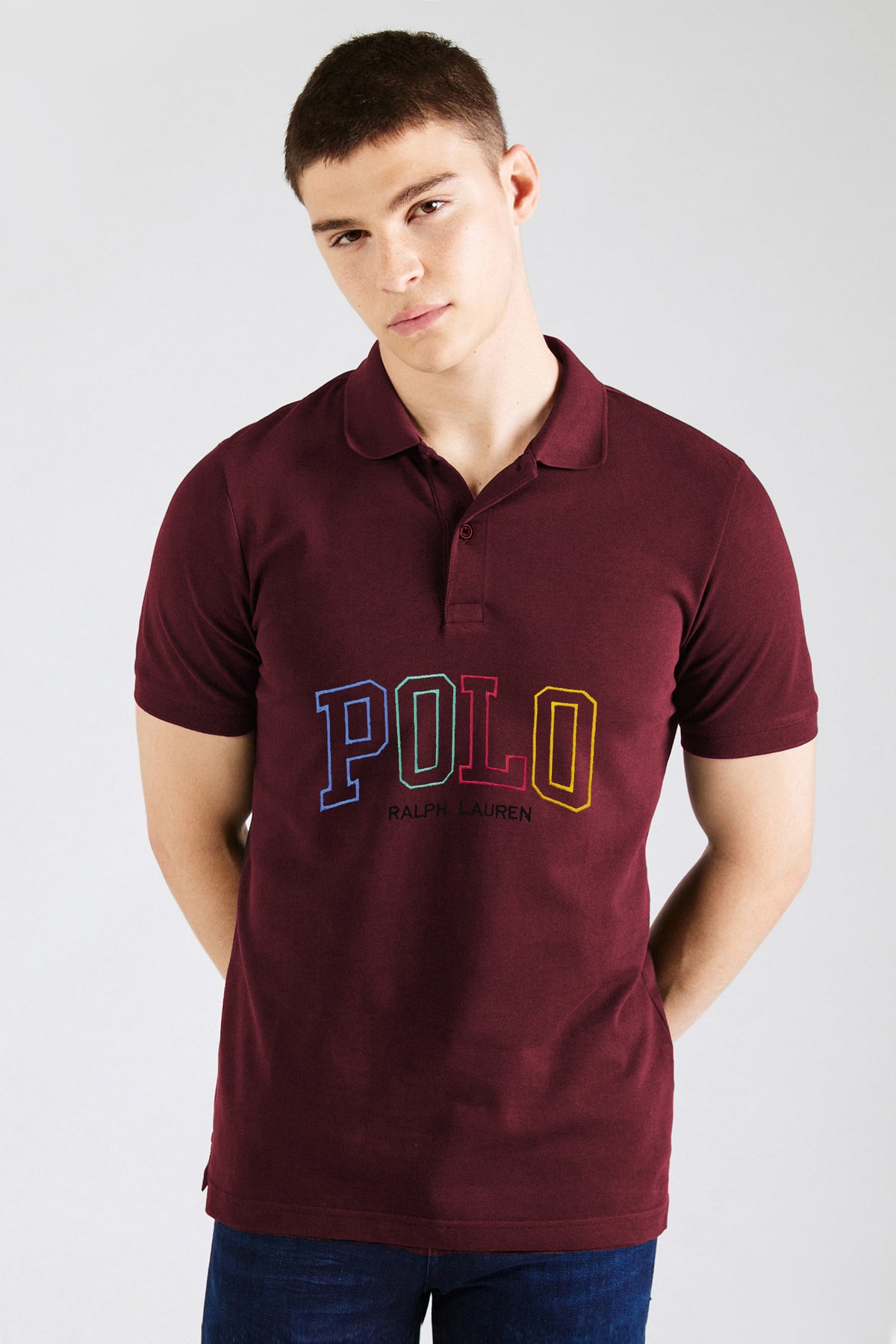 Rph Lren Polo Big Fit Logo Men's Polo Shirt In Maroon