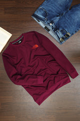 The Nrth Fce Holiday Crew Neck Full Sleeves Men's Sweatshirt In Maroon