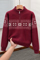 Fair Isle Pattern Half Knit Zipper Imported Rabbit Wool Men's Sweater