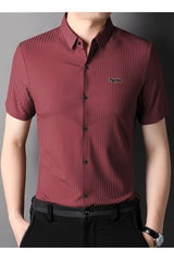 Turbo Summer Turn Down Collar Casual Shirt In Maroon