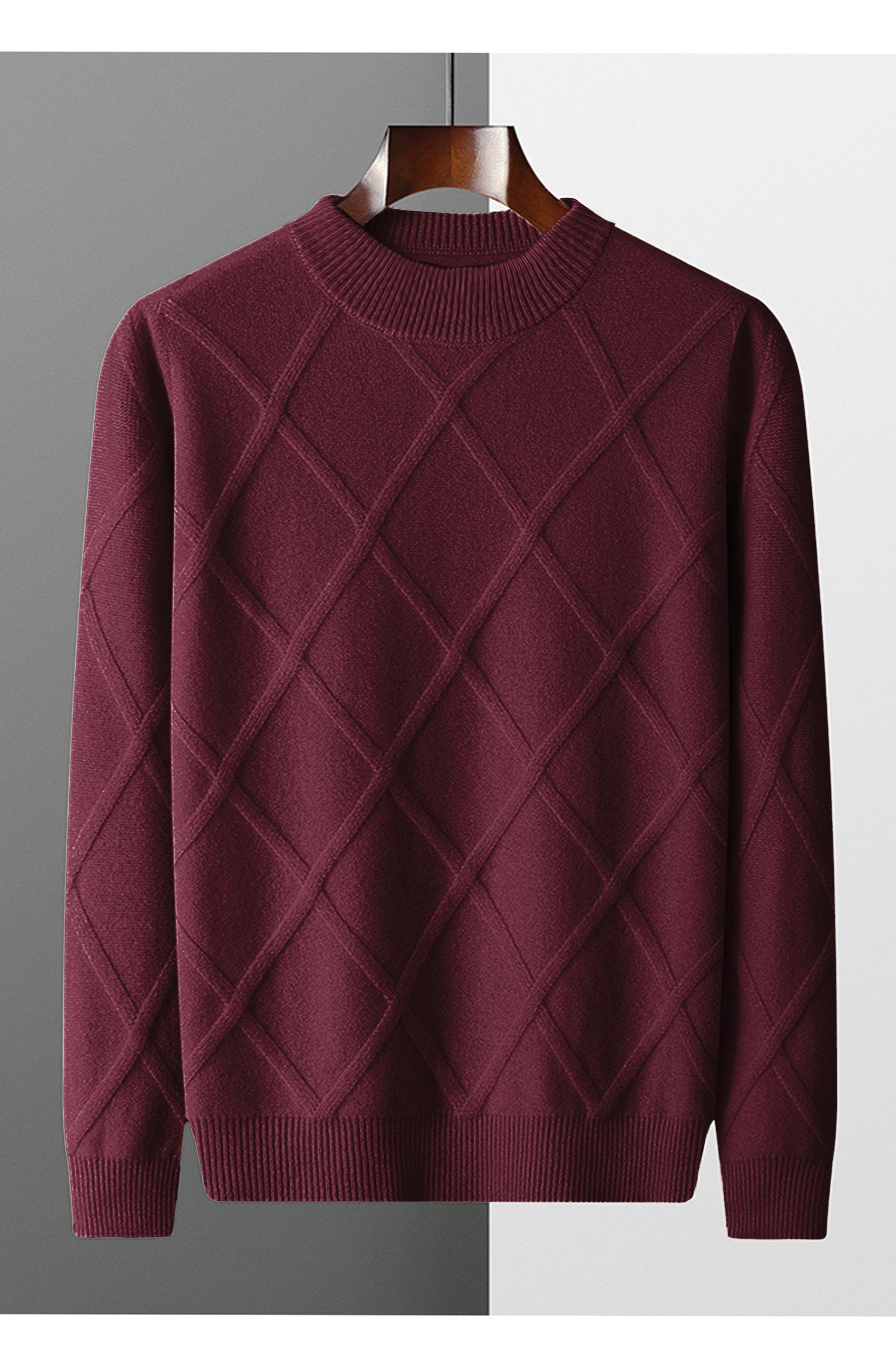 Diamond Crew Neck Men's Cashmere Sweatshirt