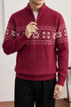 Fair Isle Pattern Half Knit Zipper Imported Rabbit Wool Men's Sweater