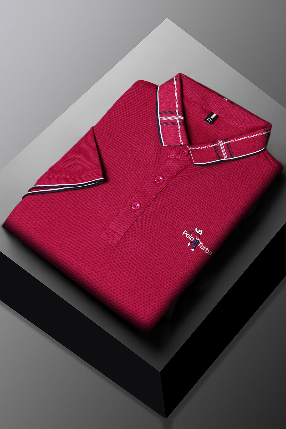 Turbo Polo Patterened Collar Men's Polo Shirt In Maroon