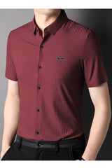 Turbo Summer Turn Down Collar Casual Shirt In Maroon